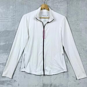 Carve Designs White Zip Jacket Size M Lightweight Stretchy Spandax USA Made Gym